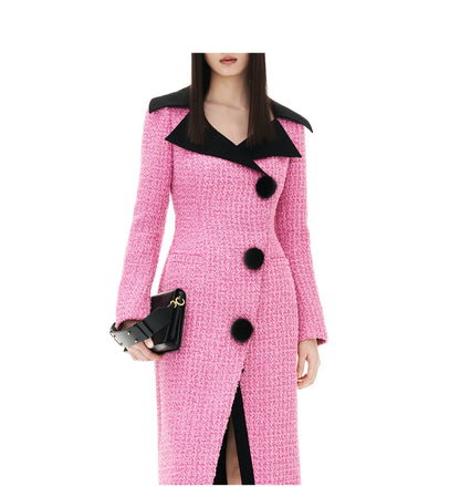 YES BY YESIR Fall/Winter Pink tweed elegant Jacket Dress - Amal