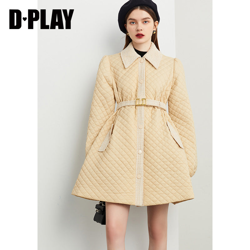 Fall autumn silk tweed paneled diamond cotton coat - Dante