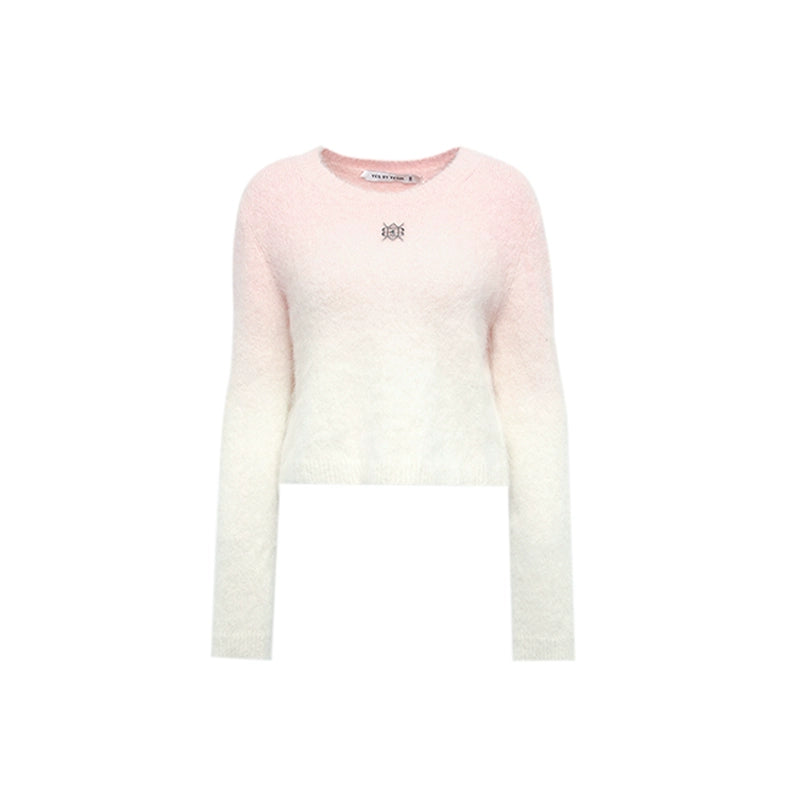 YES BY YESIR autumn winter Barbie pink ombre Dream alpaca knit  skirt top- Liowwa