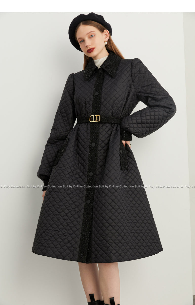 Fall autumn silk tweed paneled diamond cotton coat - Dante