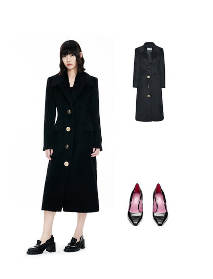 YES BY YESIR Luxury high-end autumn winter black knight wool coat -  Biitaa