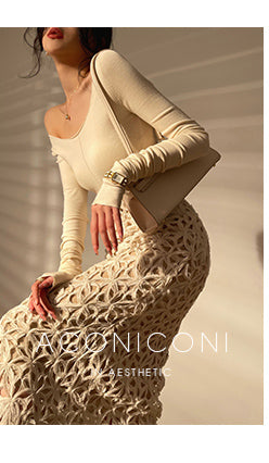 Aconiconi Elegant French Retro Hollow lace High Waist Midi pencil lace Skirt - Tina