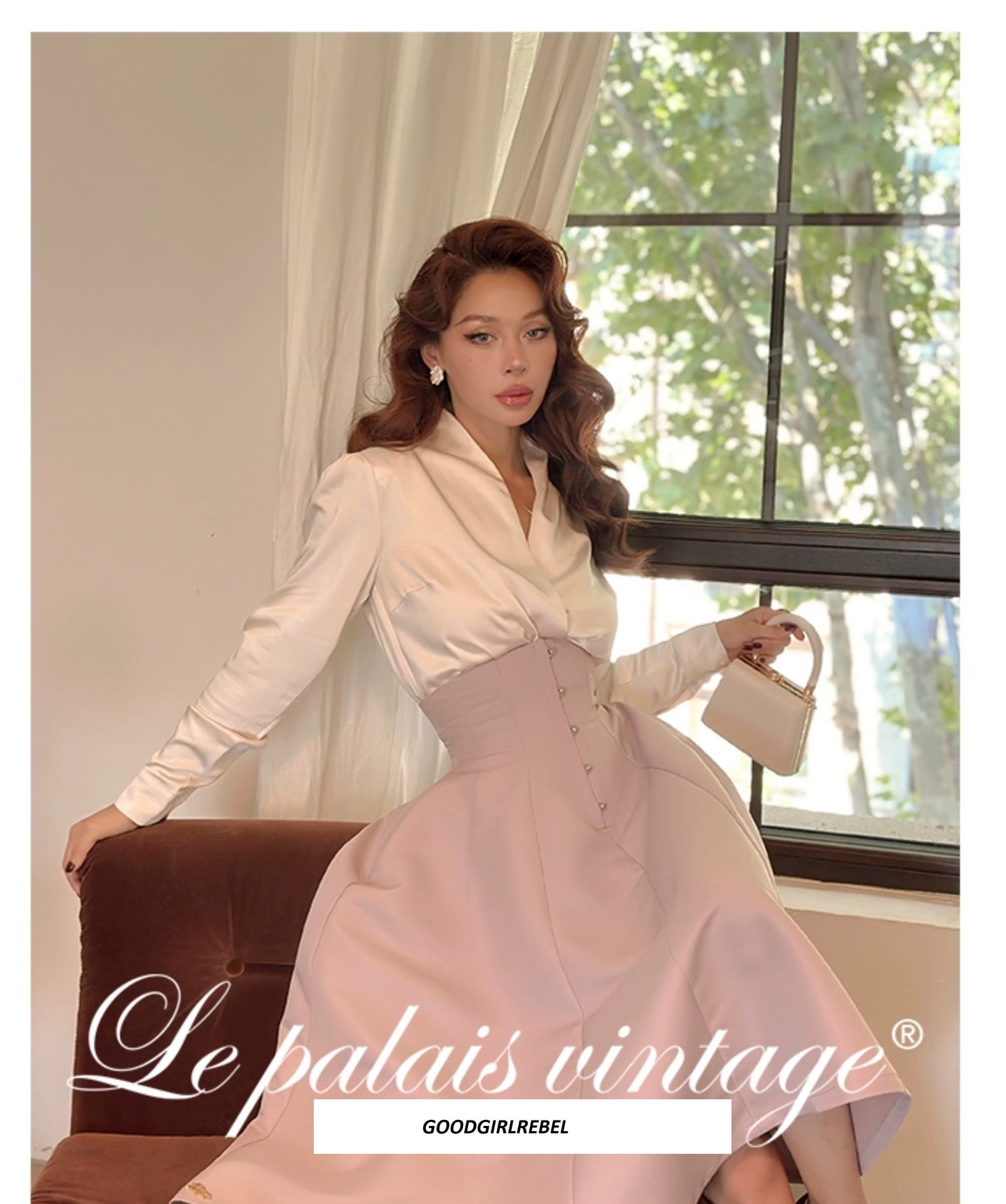 Le Palais Vintage Elegant Lotus Pink Waist Jacket  Swing structured Skirt -Lady Madeleine