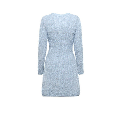 YES BY YESIR elegant sophisticated feminine pastel blue knitted dress - Julius