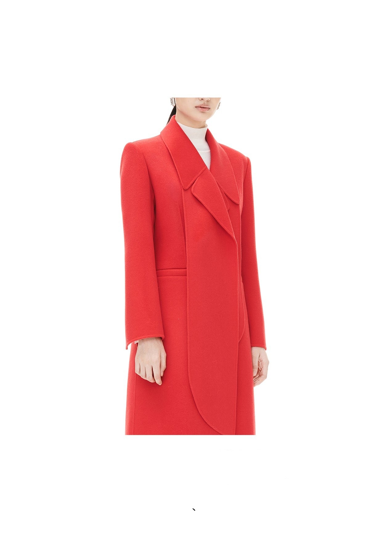 YES BY YESIR luxury autumn winter red slim flower wool coat - Behi