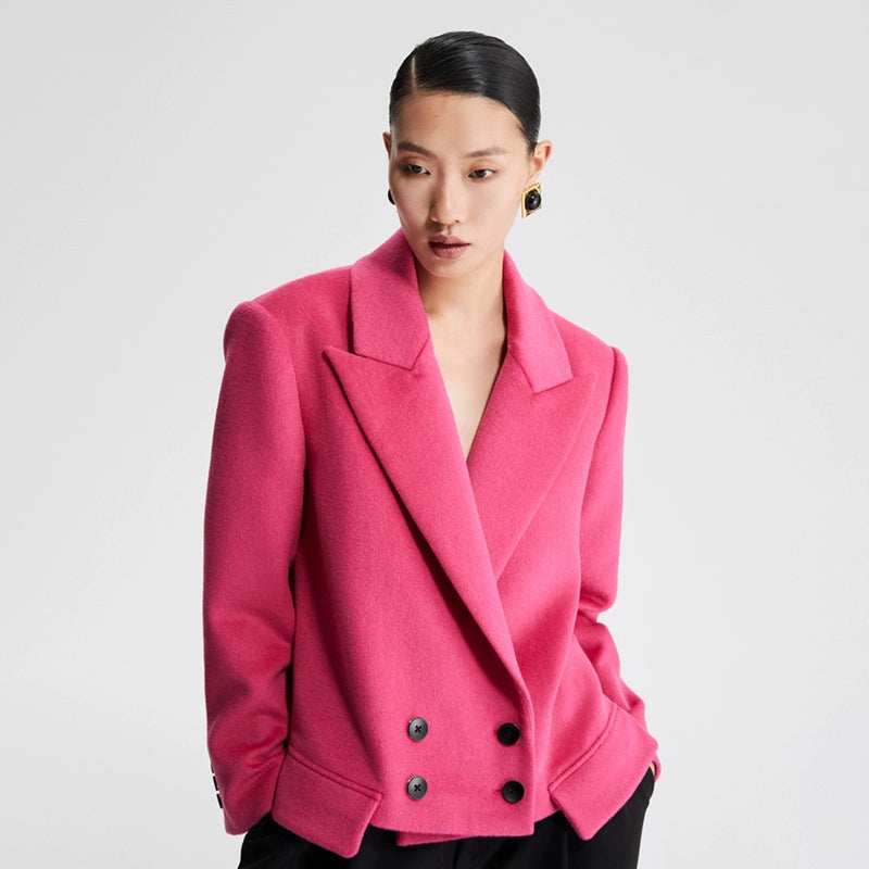 Max Mara - Reale pink double-breasted wool jacket REALE - buy with Belgium  delivery at Symbol