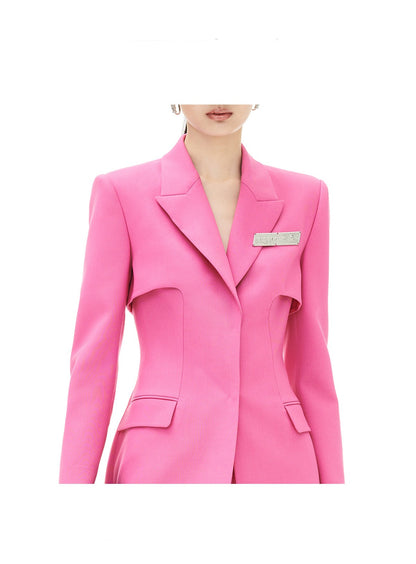 YES BY YESIR luxury Fall/Winter Retro Slim deconstructed pink blazer jacket pants - Hani