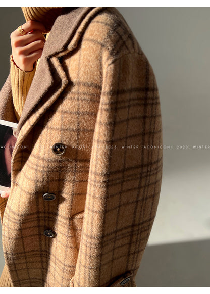 Chestnut double-faced wool winter coat- Mountain wild