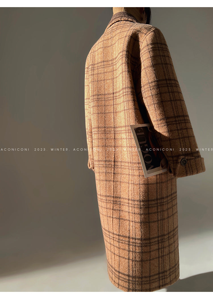 Chestnut double-faced wool winter coat- Mountain wild