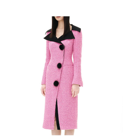 YES BY YESIR Fall/Winter Pink tweed elegant Jacket Dress - Amal