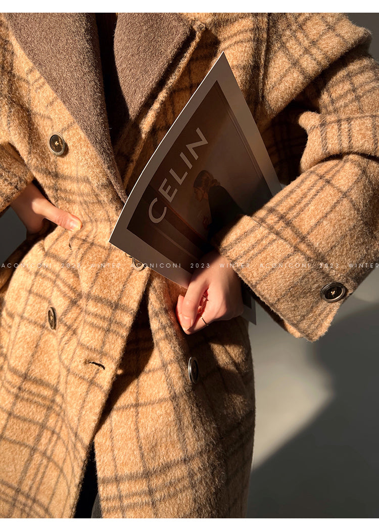 Chestnut double-faced wool winter coat- Mountain wild