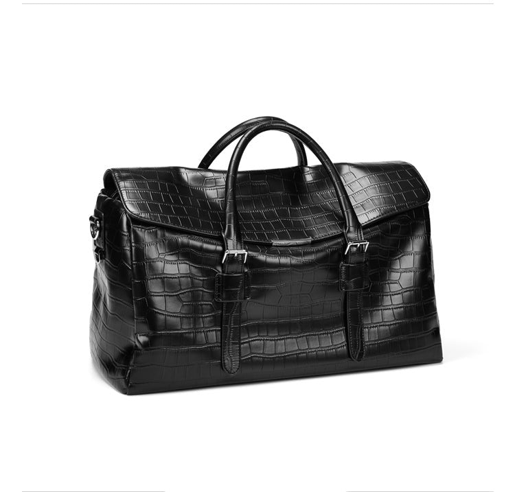 Crocodile pattern men's women's retro motorcycle riding weekender travel carryon bag