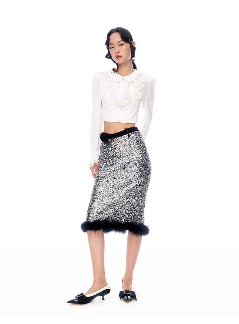 Embellished long shop skirt and top