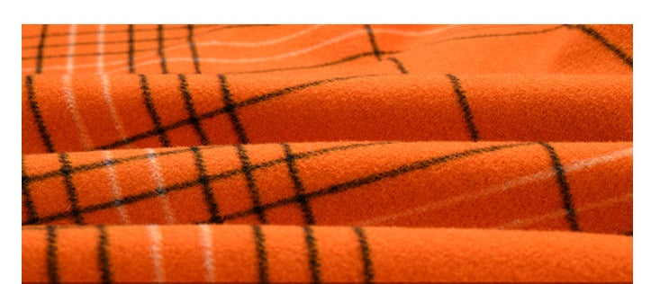 YES BY YESIR autumn winter orange plaid cut-out hollow small waist fine long coat - Kara