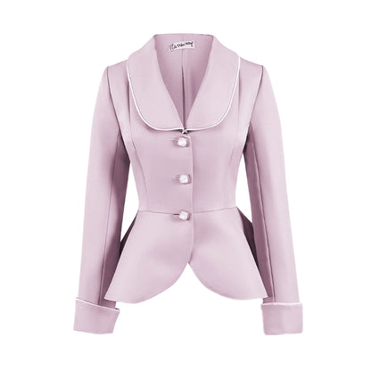 Le Palais Vintage Elegant Lotus Pink Waist Jacket  Swing structured Skirt -Lady Madeleine