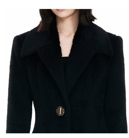 YES BY YESIR Luxury high-end autumn winter black knight wool coat -  Biitaa