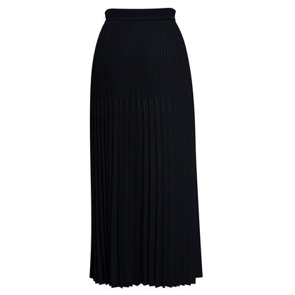 YES BY YESIR high-end elegant simple pleated midi  dark blue skirt - Gerba