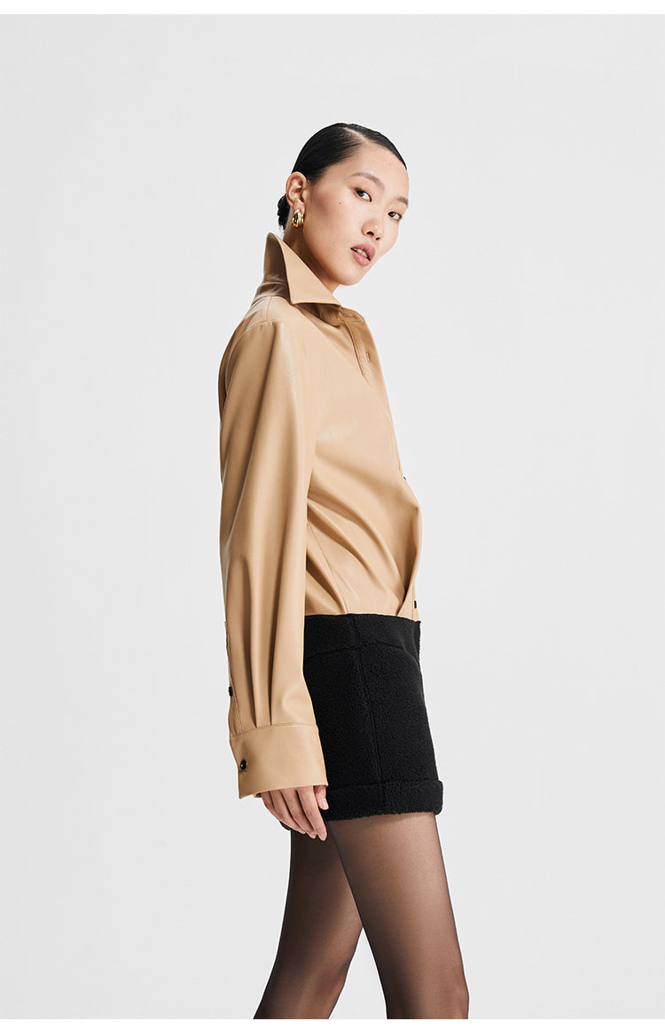 LEDIM W deconstructed button down collar short dress - Taloio