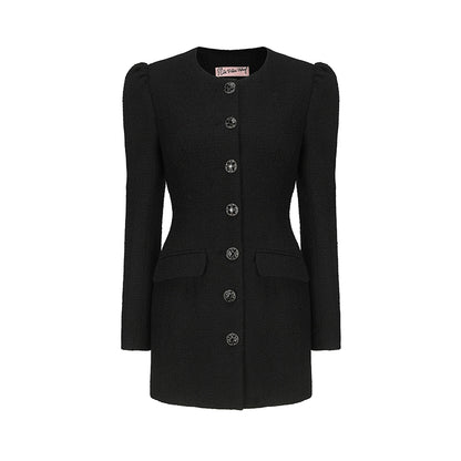 Le Palais Vintage Retro Black Long Sleeve Tweed Jacket-ANN