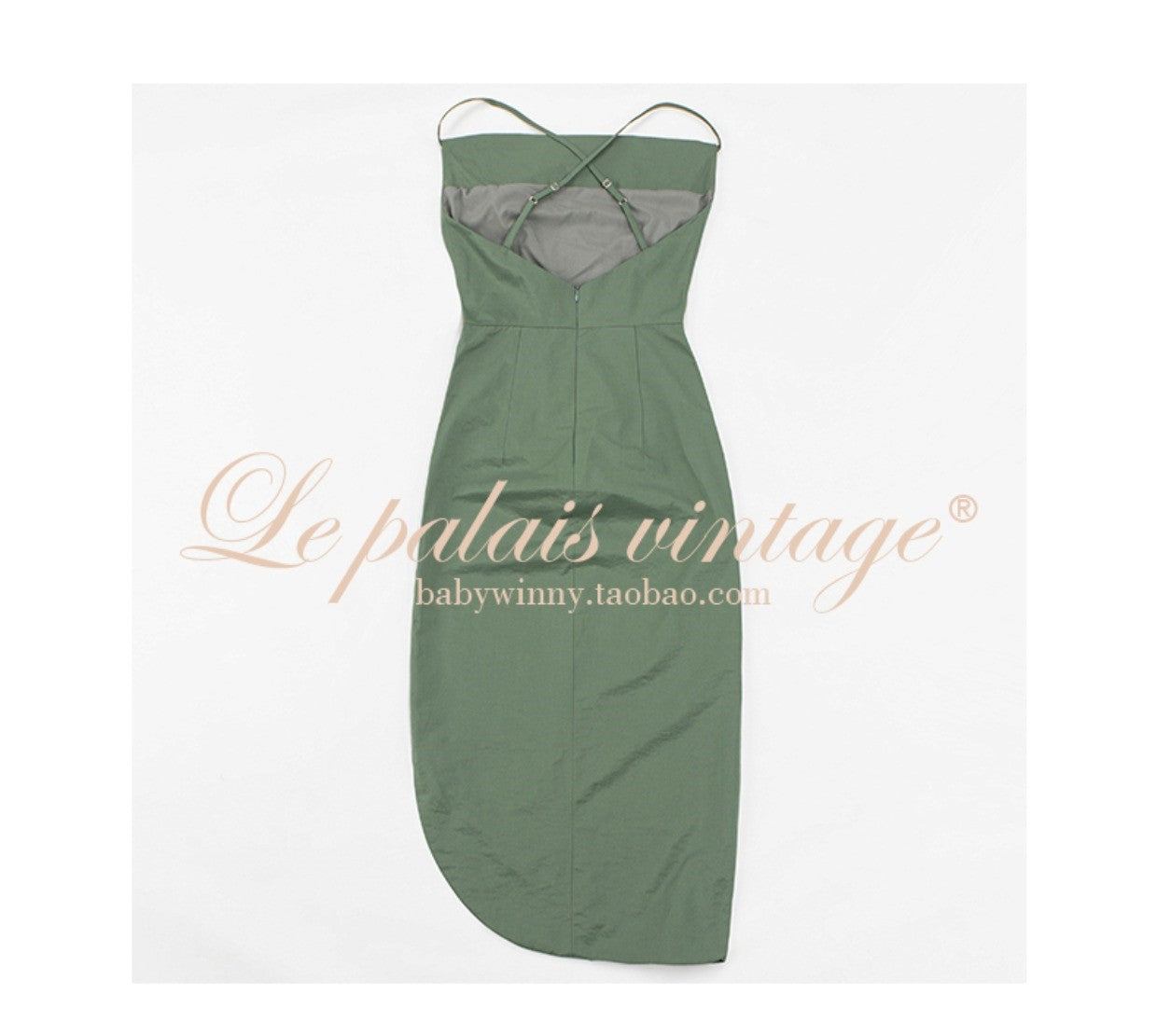 Le Palais Vintage Elegant Two-Piece Sleeveless Pleated Slim Fit Slip Cocktail Dress-Linda