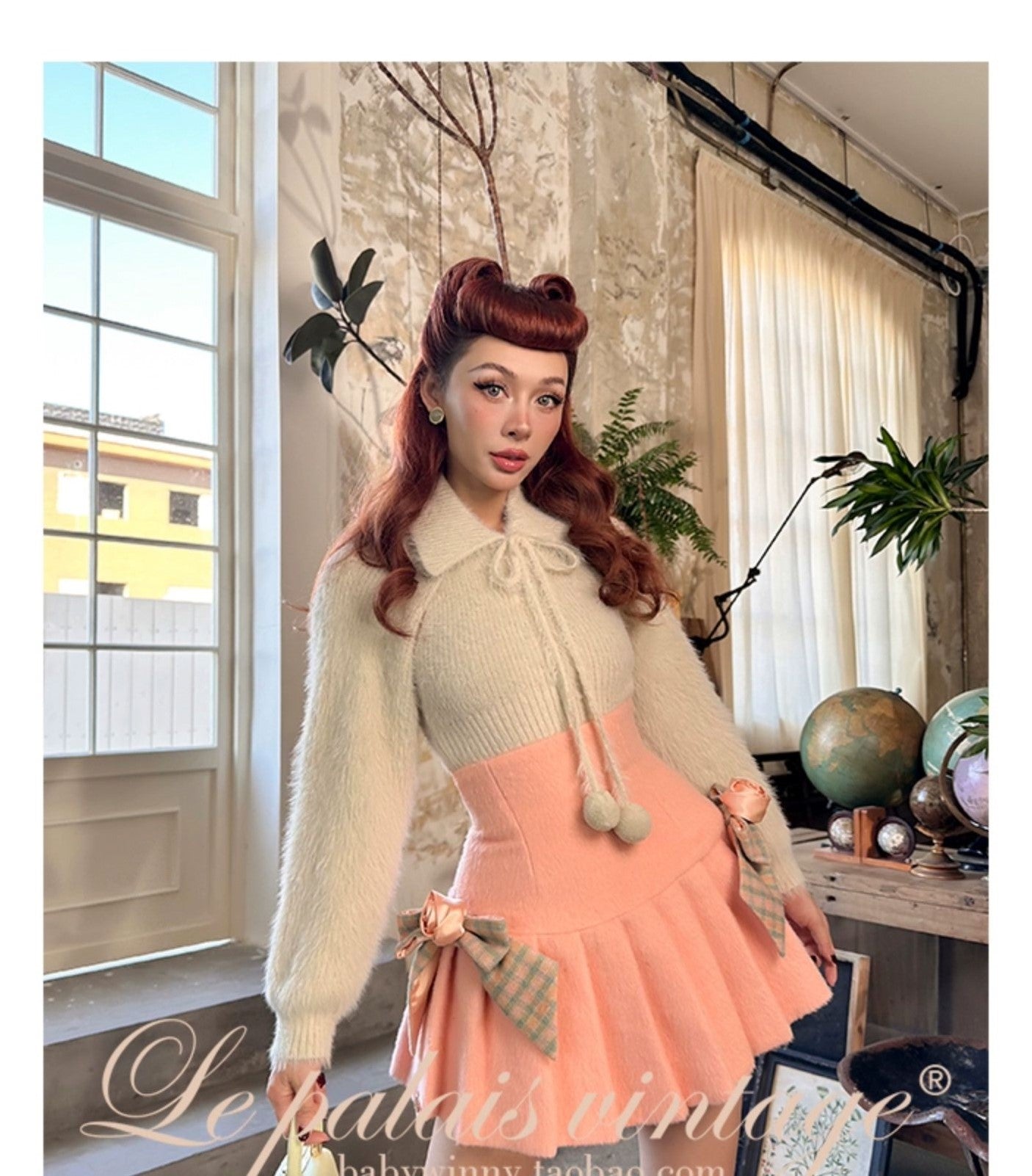 Le Palais Vintage Luxury Long Sleeves two piece top -Natasha