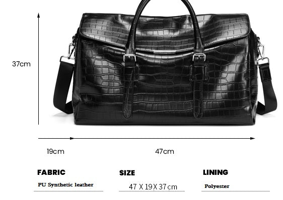 Crocodile pattern men's women's retro motorcycle riding weekender travel carryon bag