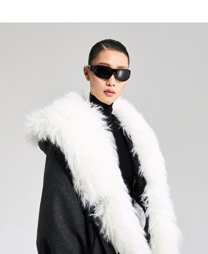 LEDIM W big fur collar hooded cotton suit coat jacket - siije