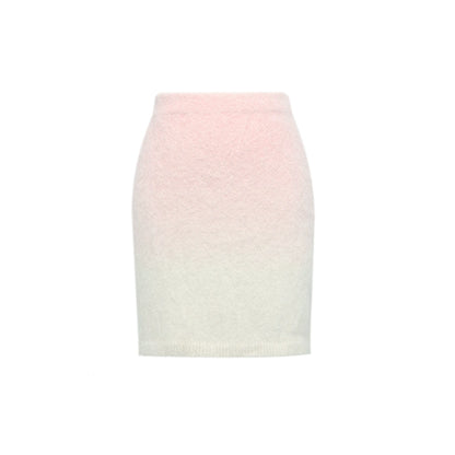 YES BY YESIR autumn winter Barbie pink ombre Dream alpaca knit  skirt top- Liowwa