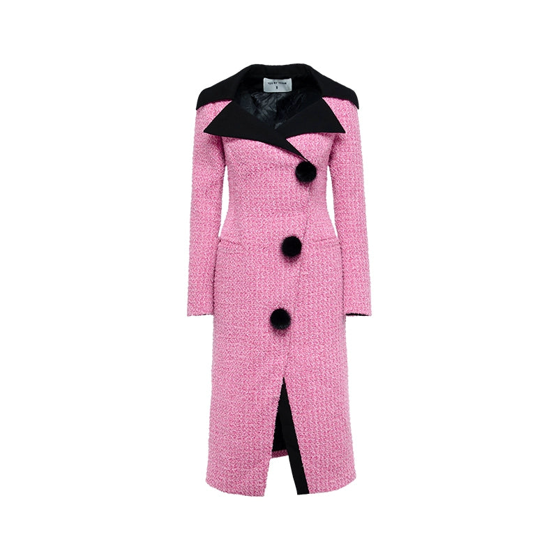 YES BY YESIR Fall/Winter Pink tweed elegant Jacket Dress - Amal