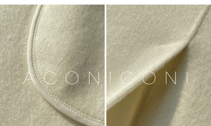 Aconiconi Luxury Autumn Cream Korean Long Sleeve Long Light Coat- Warm Winter