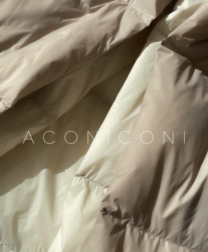 Aconiconi Luxury Duck Down Loose Beige Long Winter Jacket Coat- Almond Croissant