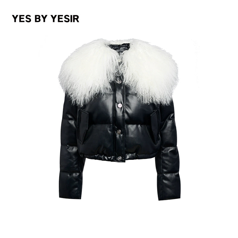 YES BY YESIR autumn winter women long fur collar down jacket - Laie