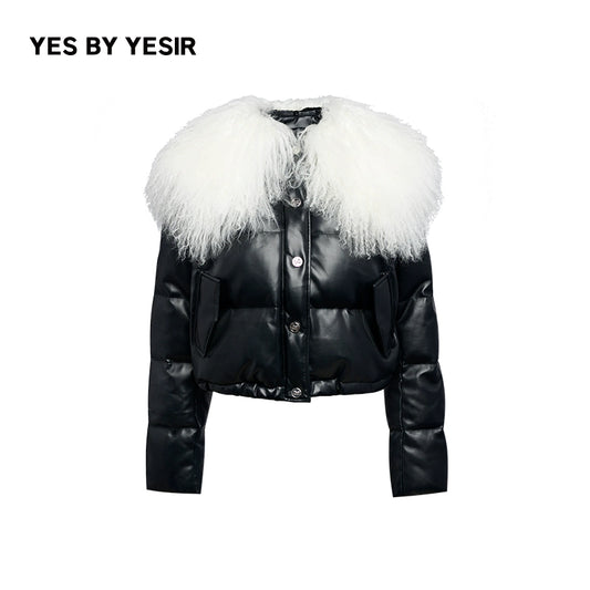 YES BY YESIR autumn winter women long fur collar down jacket - Laie