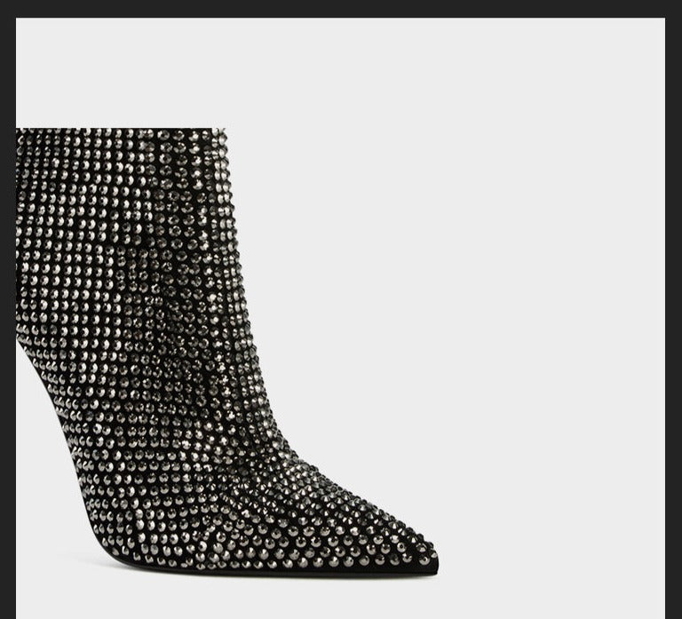 Fabfei Fall/Winter sexy rhinestone short high heeled boots - Gatsby