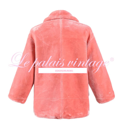 Le Palais Vintage grapefruit pink pure desire eco-friendly faux fur loose  coat - Knie