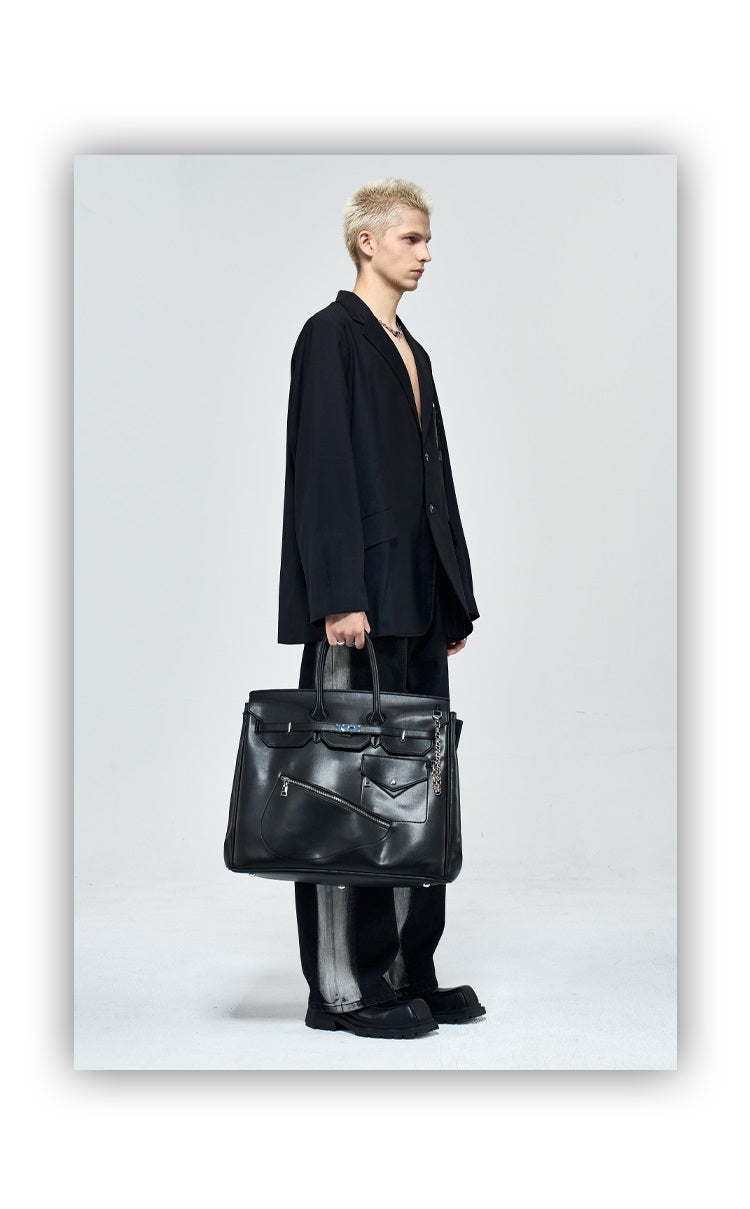 Black large-capacity canvas birkin inspired weekender travel bag