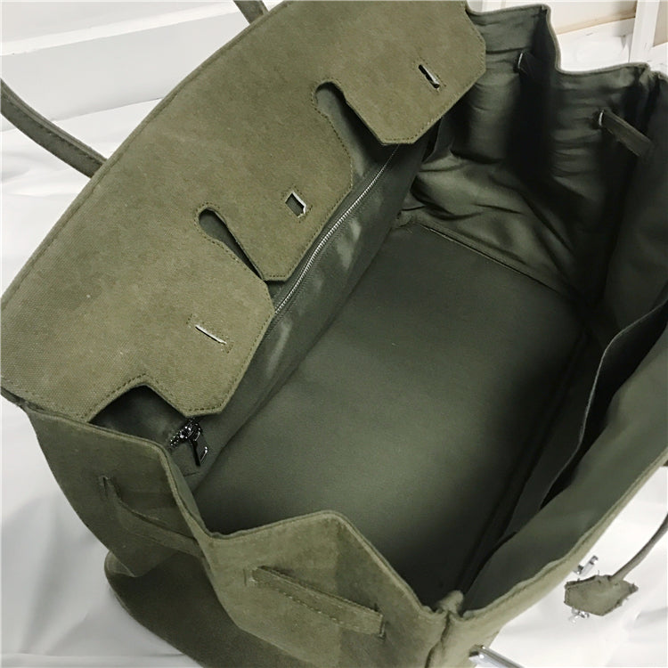 Army green Retro canvas leather tote buckle men/women's weekender trav –  GOOD GIRL REBEL