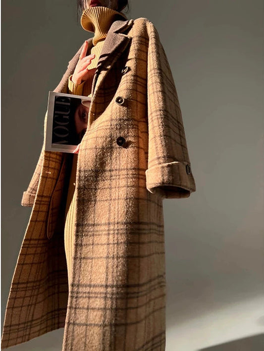 Chestnut double-faced wool winter coat- Mountain wild