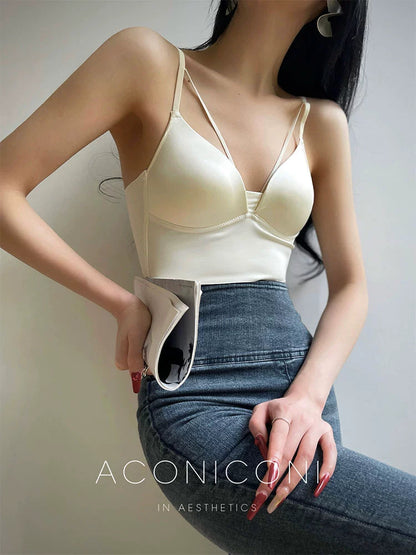 Aconiconi Elegant Strap Bra Padded Bandeau Short Slim Wear- Midsummer Sweet Dream