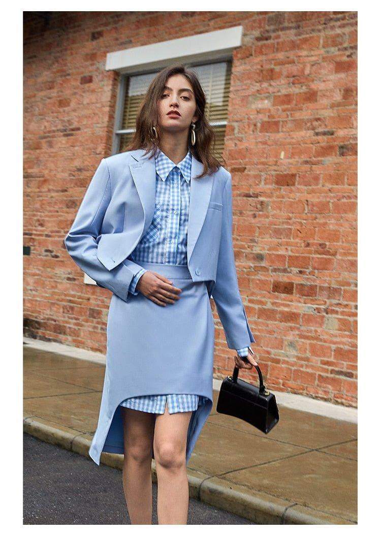 Light blue jacket 2024 & skirt two piece