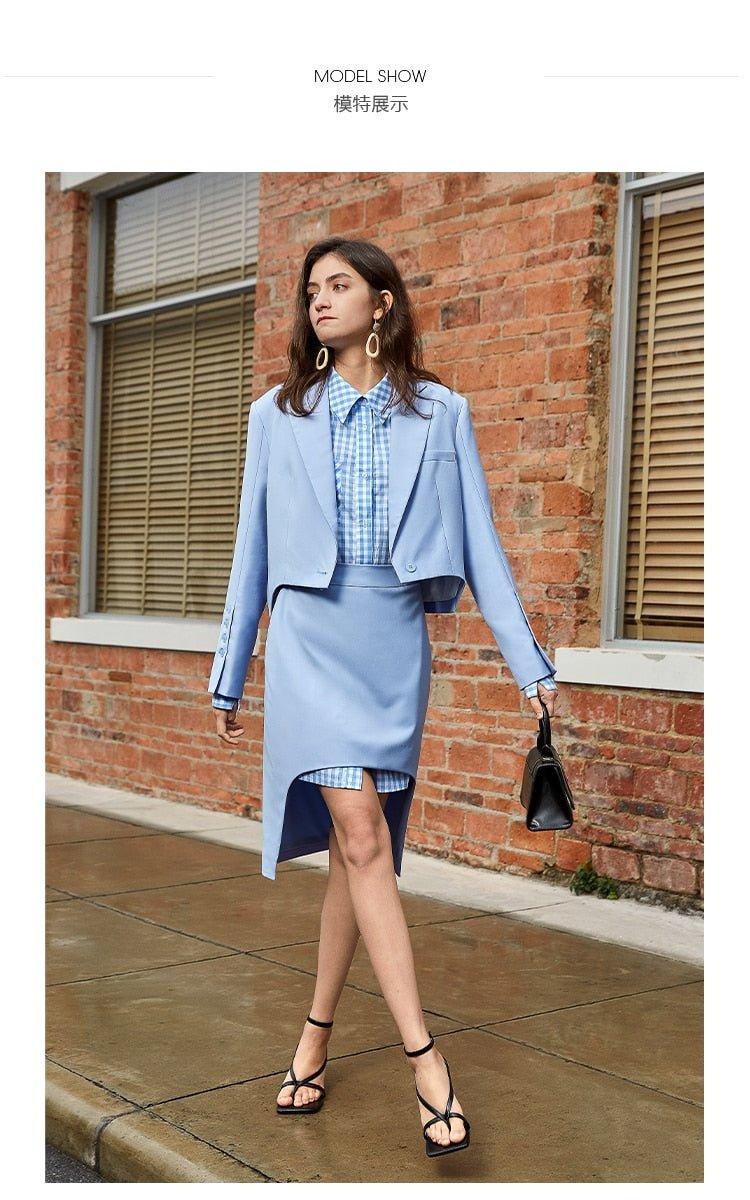 Skirt Suit + Jacket Short Mini Skirt Fashion Two - Piece Sets light bl –  GOOD GIRL REBEL