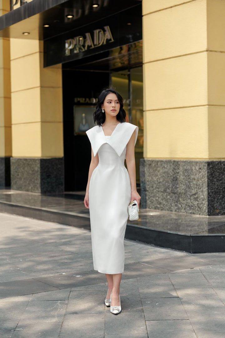 White organza midi dress-NORA – GOOD GIRL REBEL