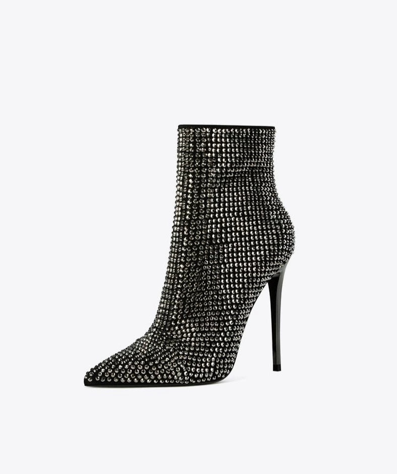 Fabfei Fall/Winter sexy rhinestone short high heeled boots - Gatsby