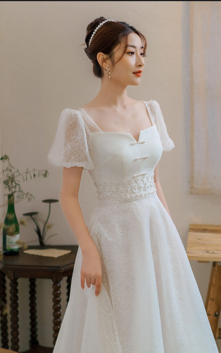 Floral Lace Boat Neck Long Sleeve Wedding Gown With Long Sleeves And Floor  Length Hemline New Arrival From Sellonbest, $156.79 | DHgate.Com