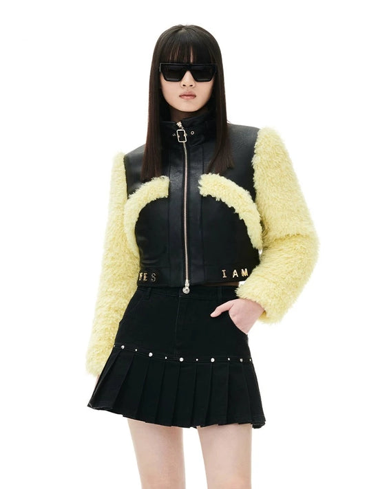 YES BY YESIR autumn winter women's butter black cotton jacket coat-Inaa