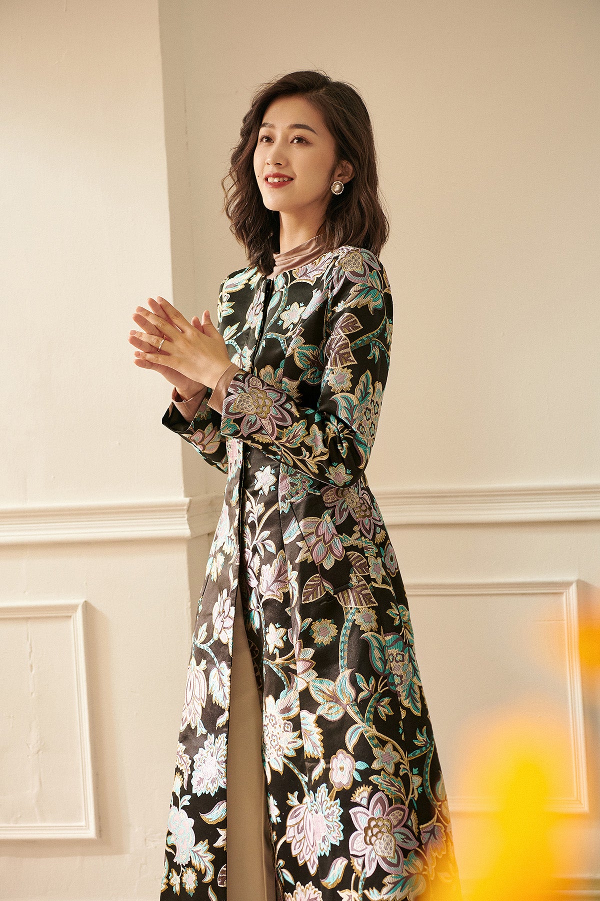 Embroidered on sale coat dress