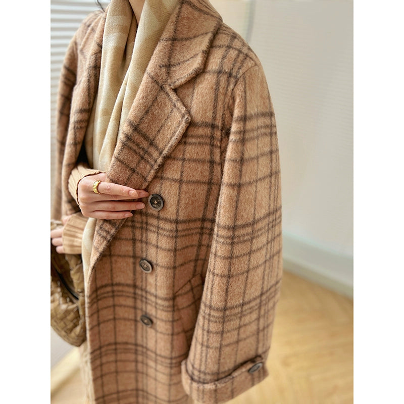 Chestnut double-faced wool winter coat- Mountain wild