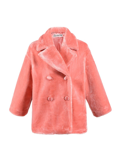 Le Palais Vintage grapefruit pink pure desire eco-friendly faux fur loose  coat - Knie