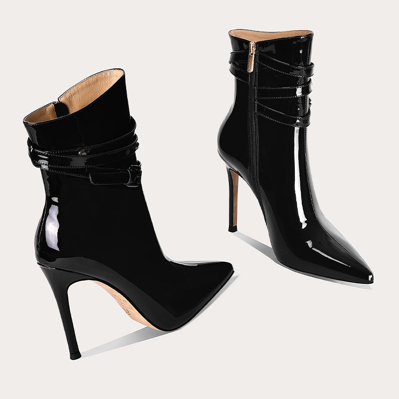 Short black sale patent leather boots