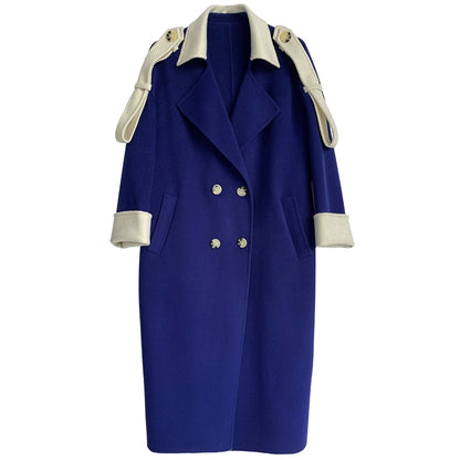 Huanzi high-end blue double-sided cashmere women 's wool coat - Marumi